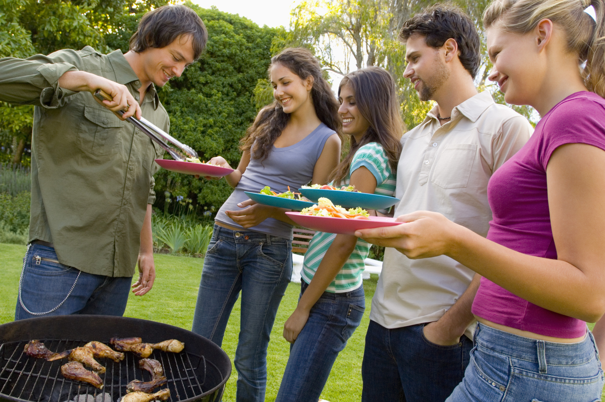 Friends having a barbeque