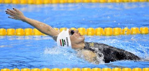 Hosszú Katinka a riói nyári olimpia nõi 200 méteres hátúszás versenyszámának elõfutamában (MTI Fotó: Illyés Tibor)